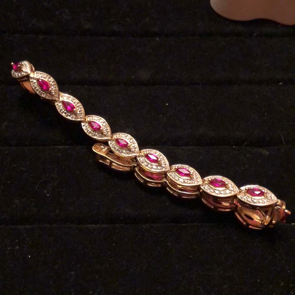 Sterling Silver/Simulated Ruby /Vermeil Bracelet - image 2